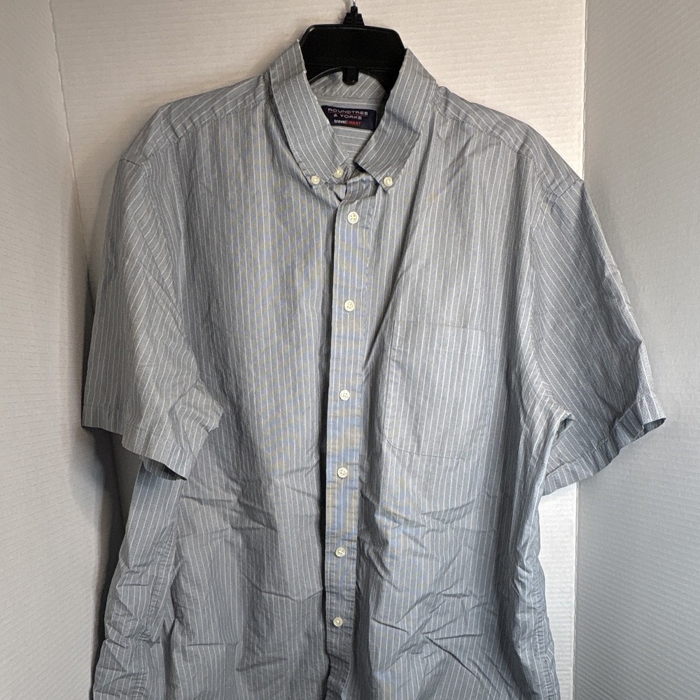 Router And York Men's Short Sleeved Stripe Shirt Size Xl